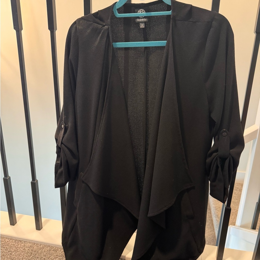 Black Open Front Cardigan